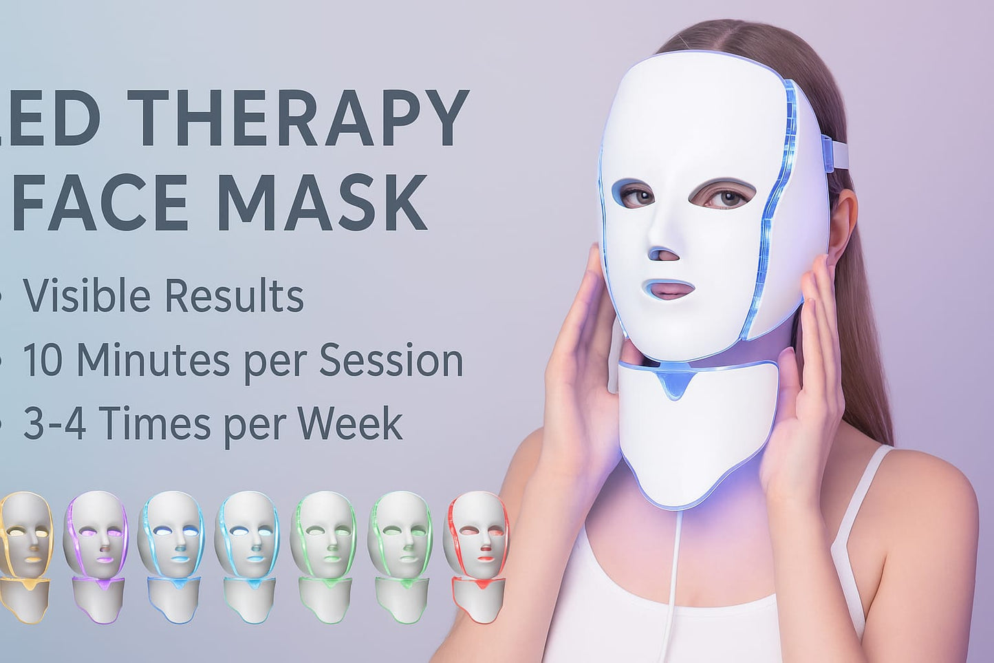 GlowSpectra7 LED Light Therapy Mask face and neck– 7 Colors. 7 Benefits. 1 Younger You