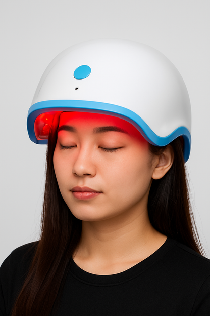 LED hair growth helmet promoting scalp stimulation and hair regrowth through light therapy