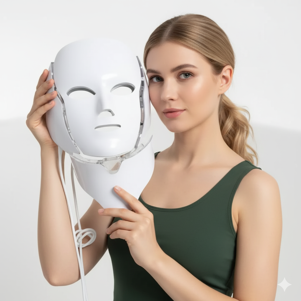 LED light therapy face and neck mask 7-color LED