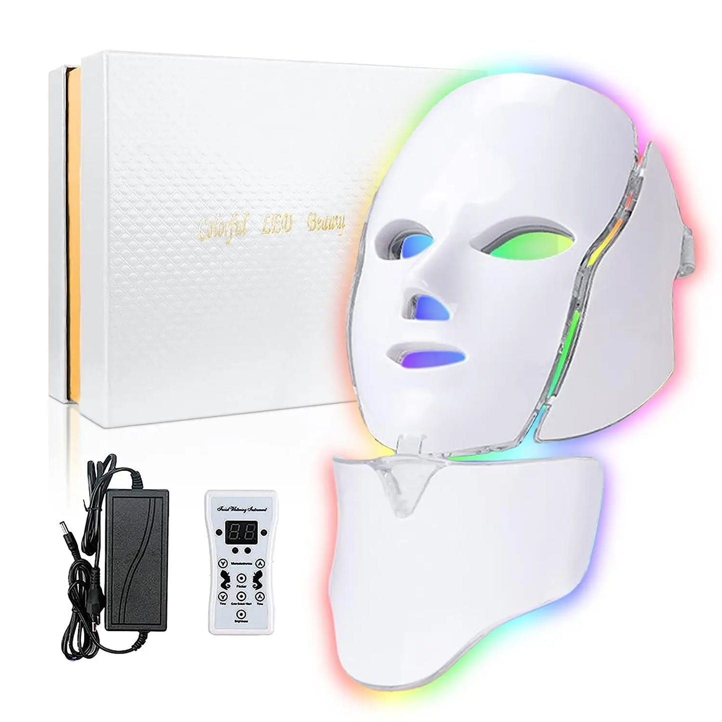 GlowSpectra LED Light Therapy Mask - 7 Colors Anti-Aging Face & Neck Treatment