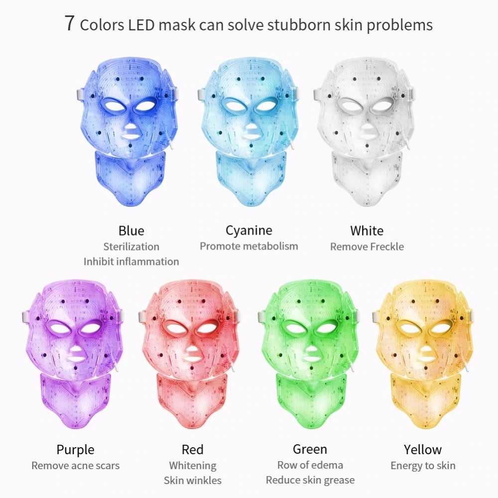 LED light therapy face mask in seven colours 