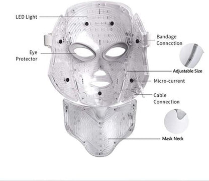 GlowSpectra LED Light Therapy Mask - 7 Colors Anti-Aging Face & Neck Treatment